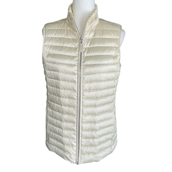 Lafayette 148 Scout Ivory Quilted Down Zip Front Puffer Vest Jacket - S - Picture 3 of 13